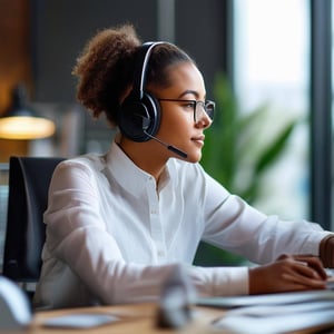 person with headset at work